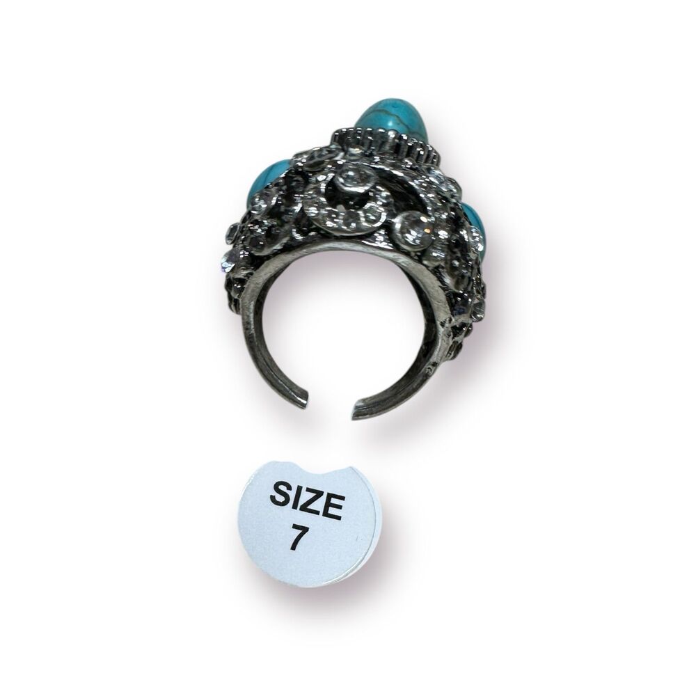 Elegant Turquoise Antique Ring Vintage‎ Size 7 BNWT Vintage - Picture 8 of 9
